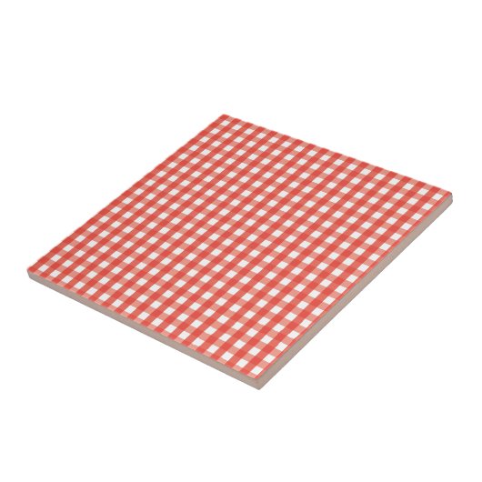 Red Gingham Check Pattern Tegeltje (Zijkant)