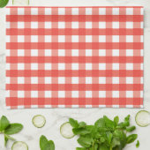 Red Gingham Check Pattern Theedoek (Gevouwen)