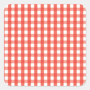 Red Gingham Check Pattern Vierkante Sticker