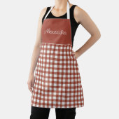 Red Gingham Check Volwassen gepersonaliseerd koken Schort (Insitu)