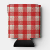 Red Gingham Checkered Pattern Burlap Kijk Blikjeskoeler (Achterkant)