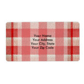 Red Gingham Checkered Pattern Burlap Kijk Etiket (Voorkant)