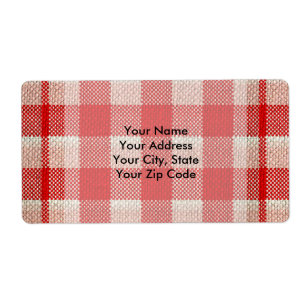 Red Gingham Checkered Pattern Burlap Kijk Etiket