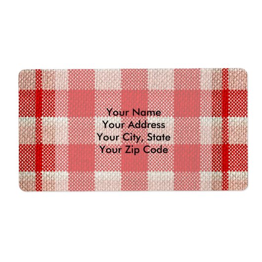 Red Gingham Checkered Pattern Burlap Kijk Etiket (Voorkant)