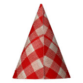 Red Gingham Checkered Pattern Burlap Kijk Feesthoedjes (Achterkant)
