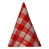 Red Gingham Checkered Pattern Burlap Kijk Feesthoedjes (Rechts)