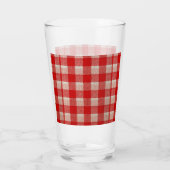 Red Gingham Checkered Pattern Burlap Kijk Glas (Achterkant)