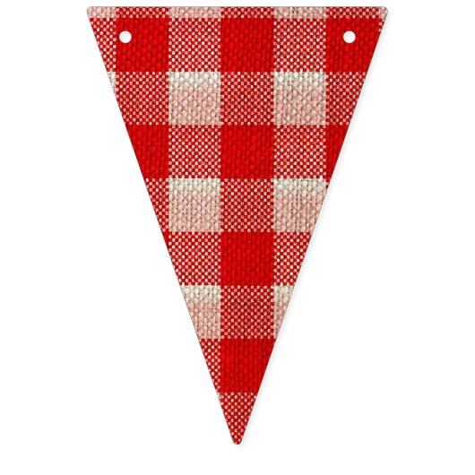 Red Gingham Checkered Pattern Burlap Kijk Vlaggetjes (Derde vlag)