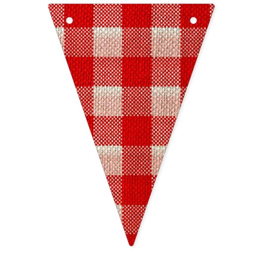 Red Gingham Checkered Pattern Burlap Kijk Vlaggetjes (Tweede vlag)