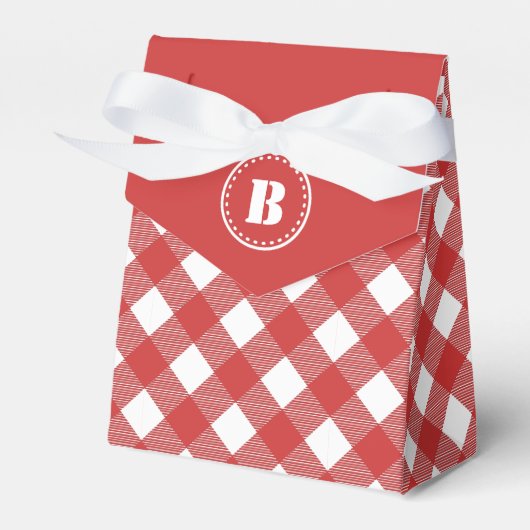 Red Gingham Checkered Pattern Favor Box Bedankdoosjes (Voorkant Zijde)