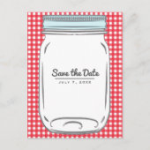 Red Gingham Checkered Rustic Country Save the Date Aankondigingskaart (Voorkant)
