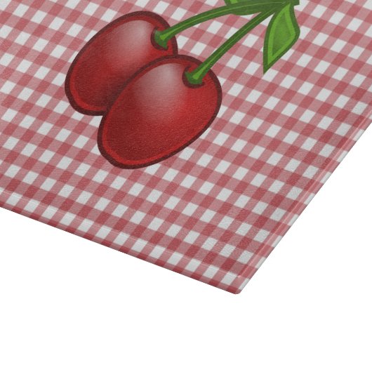 Red Gingham Cherry Snijplank (Hoek)