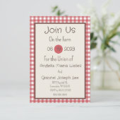 Red Gingham Country Boerderij Wedding Invitation Kaart (Staand voorkant)