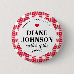 Red Gingham Country Chic Huwelijksfeest Ronde Button 5,7 Cm