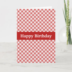 Red Gingham Custom Birthday Kaart