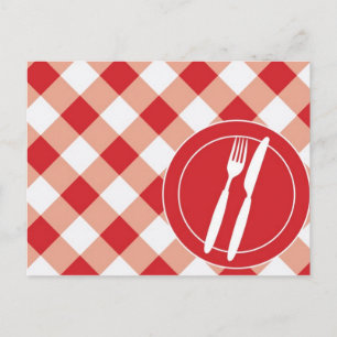 Red Gingham & Cutlery Briefkaart