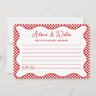 Red Gingham Dat is Amore Vrijgezellenfeest Advies Notitiekaartje