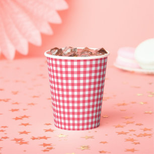 Red Gingham eerste verjaardag Papieren Bekers