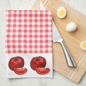 Red Gingham en Tomaten Kitchen Theedoek (Quarter Fold)