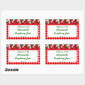 Red gingham floral raspberry jam gelei label (Vel)