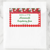 Red gingham floral raspberry jam gelei label (Tas)