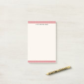 Red Gingham Gepersonaliseerde Leraar Post-it® Notes (Op bureau)