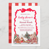 Red Gingham Gingerbread Baby shower Kaart (Voorkant / Achterkant)