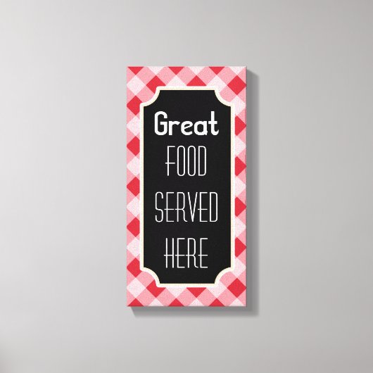 Red Gingham Great Food Sign Canvas Afdruk (Voorkant)