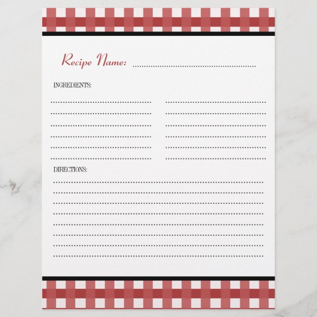 Red Gingham Modern  Recipe Multomap Invoegen (Voorkant)