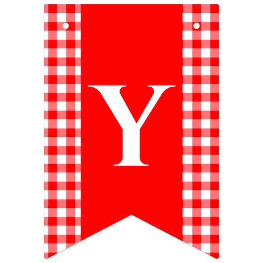 Red Gingham Monogram Picnic Bunting Banner (Tweede vlag)