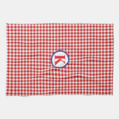 Red Gingham Monogram Theedoek (Horizontaal)