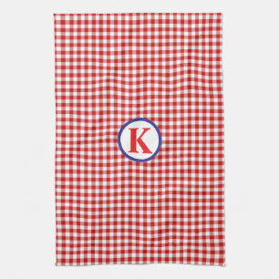Red Gingham Monogram Theedoek