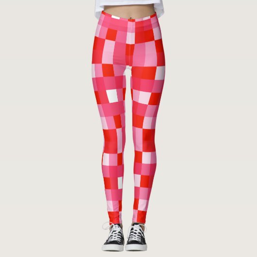Red Gingham Mosaic Leggings (Voorkant)