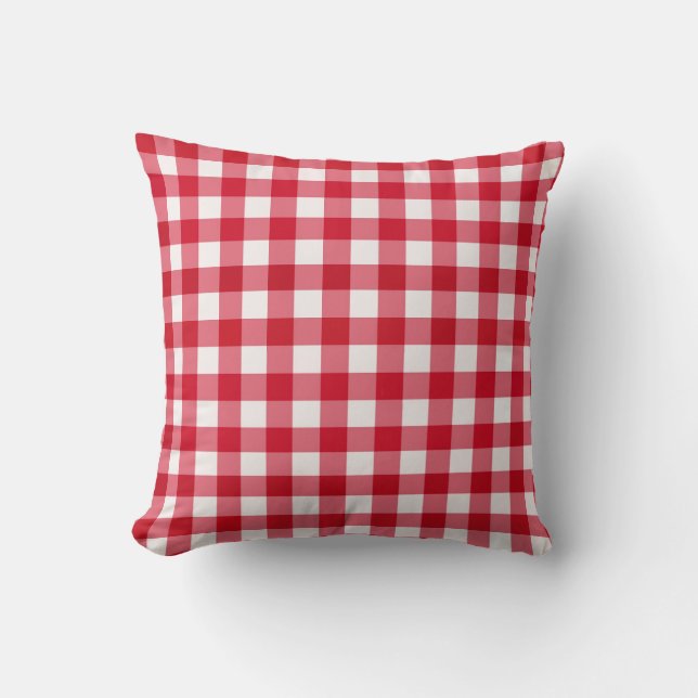 Red Gingham Omkeerbaar Sierkussen (Voorkant)