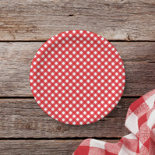 Red Gingham Papieren Bordje