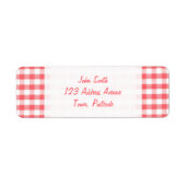 Red Gingham Pattern Etiket (Voorkant)