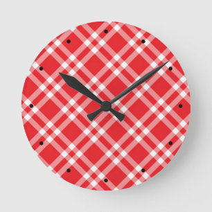 Red Gingham Pattern Ronde Klok