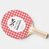 Red Gingham Plaid Grill Monogram Bruiloft Tafeltennisbatje (Zijkant)