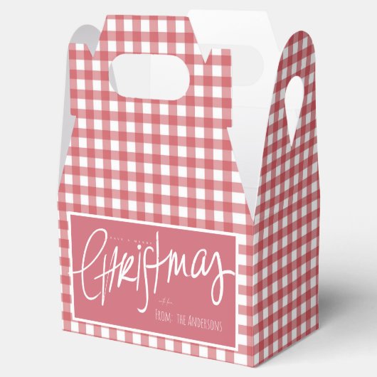 Red Gingham Plaid Kerstmis Bedankdoosjes (Geopend)