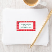Red Gingham Plaid Merry Christmas Mail Etiket (Insitu)