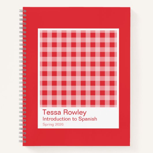 Red Gingham Plaid Notebook Notitieboek (Voorkant)