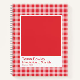Red Gingham Plaid Spiral Notebook Notitieboek