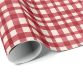 Red Gingham Plaid Traditionele Minimale Kerstmis Cadeaupapier (Rol Hoek)