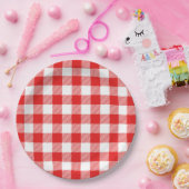 Red Gingham Pset Pattern Papieren Bordje (Feest)