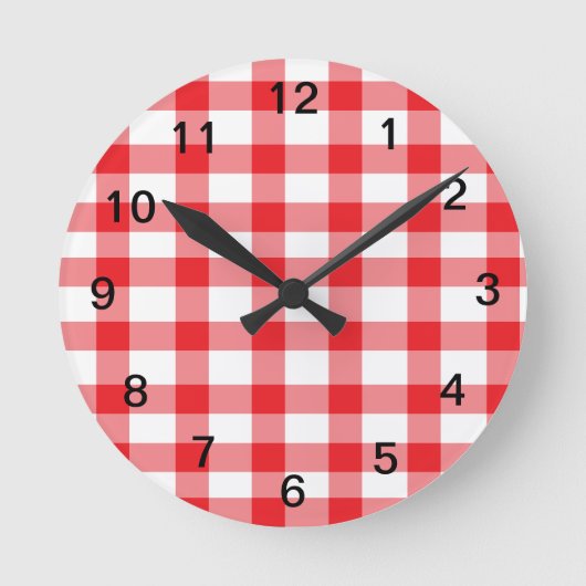 Red Gingham Ronde Klok (Voorkant)