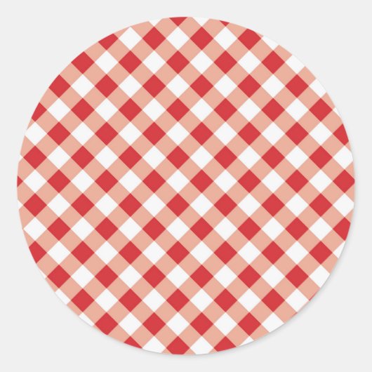 Red Gingham Ronde Sticker (Voorkant)