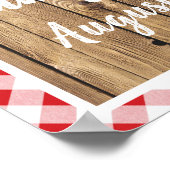 Red Gingham Rustic Wood Sting Lights Event Shower Poster (Hoek)