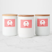 Red Gingham Specialized Food Beverage Label Set Voedselcontainer Etiket (Flessen)