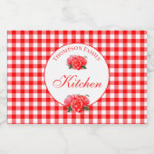 Red Gingham Specialized Food Beverage Label Set Voedselcontainer Etiket (Enkel label)