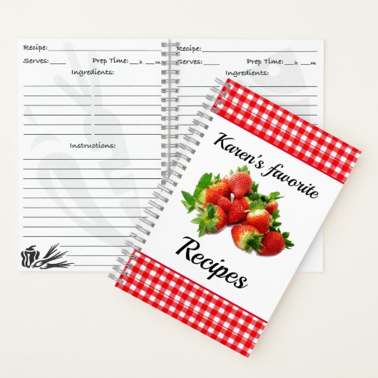 Red Gingham Strawberry - Aangepast recept Notitieboek (Binnen)